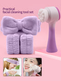 Jorquella Facial Brush Set – Silicone Cleansing Brush with Spa Headband for Your Ritual