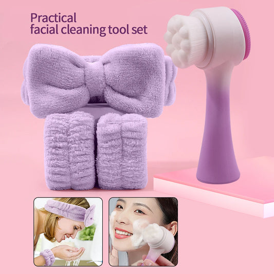 Jorquella Facial Brush Set – Silicone Cleansing Brush with Spa Headband for Your Ritual
